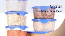  Presentation with plastic containers - PPT layouts consisting of food storage - filled plastic containers isolated background and a light blue colored foreground