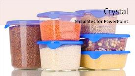  Presentation with plastic containers - Presentation featuring food storage - filled plastic containers isolated background and a coral colored foreground