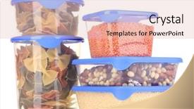  Presentation with plastic containers - Audience pleasing PPT theme consisting of food storage - filled plastic containers isolated backdrop and a lemonade colored foreground