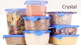  Presentation with plastic containers - Presentation enhanced with food storage - filled plastic containers isolated background and a lemonade colored foreground