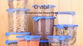  Presentation with plastic containers - PPT theme featuring food storage - filled plastic containers on wooden background and a lemonade colored foreground