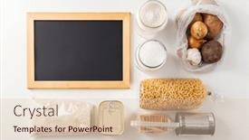  Presentation with storage - PPT theme having food-storage-and-eating-concept background and a lemonade colored foreground