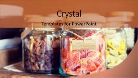  Presentation with dried food - Slides with food storage and eating concept background and a red colored foreground