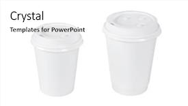  Presentation with blank whiteboard isolated on white - Theme consisting of food styrofoam - blank coffee cups isolated background and a white colored foreground