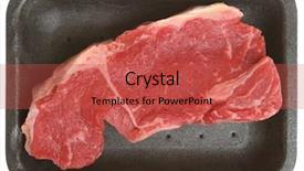  Presentation with food packaging - Cool new PPT theme with food styrofoam - fresh sirloin beef steak backdrop and a red colored foreground