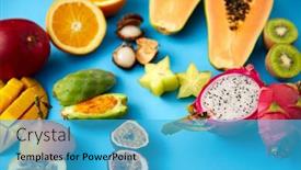  Presentation with blue food - Amazing presentation theme having food-summer-and-healthy-eating backdrop and a teal colored foreground