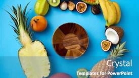  Presentation with blue food - Colorful PPT theme enhanced with food-summer-and-healthy-eating backdrop and a teal colored foreground