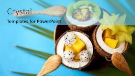  Presentation with healthy eating - PPT theme featuring food-summer-and-healthy-eating background and a light blue colored foreground