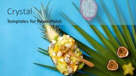  Presentation with blue food - Slide set having food-summer-and-healthy-eating background and a light blue colored foreground