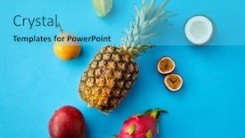  Presentation with healthy eating - PPT layouts featuring food-summer-and-healthy-eating background and a cyan colored foreground