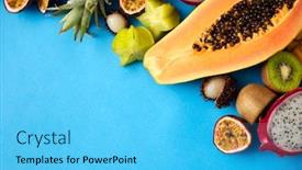  Presentation with blue food - Cool new theme with food-summer-and-healthy-eating backdrop and a cyan colored foreground