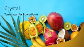  Presentation with blue food - Colorful PPT theme enhanced with food-summer-and-healthy-eating backdrop and a arctic colored foreground