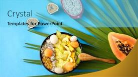  Presentation with healthy eating - Audience pleasing presentation design consisting of food-summer-and-healthy-eating backdrop and a light blue colored foreground