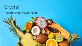  Presentation with blue food - Cool new PPT theme with food-summer-and-healthy-eating backdrop and a cyan colored foreground