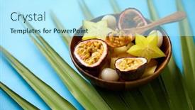  Presentation with healthy eating - Presentation design having food-summer-and-healthy-eating background and a cool aqua colored foreground