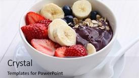  Presentation with supplement - PPT theme having food supplement - acai bowl background and a light gray colored foreground
