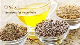  Presentation with seed oil - PPT theme having food supplement - bowls of whole and ground background and a cream colored foreground