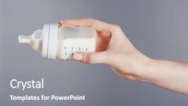  Presentation with baby color - Slides with food supplement - female hand holding a baby background and a gray colored foreground