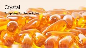  Presentation with food fish - PPT theme featuring food supplement - omega fish 3 oil capsules background and a yellow colored foreground