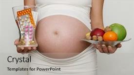  Presentation with medicine pregnant woman - Slide deck featuring food supplement - pregnant woman holding medicine background and a  colored foreground