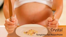  Presentation with pregnant - Colorful slides enhanced with food supplement - pregnant woman with a plate backdrop and a  colored foreground