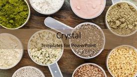  Presentation with pomegranate fruit - Slide set enhanced with food supplement - scoops of superfood - healthy background and a coral colored foreground