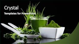  Presentation with chlorella - PPT layouts featuring food supplement - young barley and chlorella spirulina background and a black colored foreground