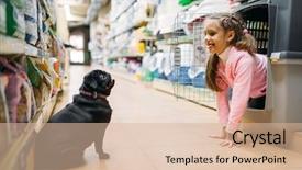  Presentation with food supply - Presentation theme enhanced with food supply - little girl plays with puppy background and a lemonade colored foreground