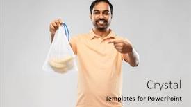  Presentation with eco bag - Beautiful slide deck featuring food-sustainability-and-eco-living backdrop and a lemonade colored foreground