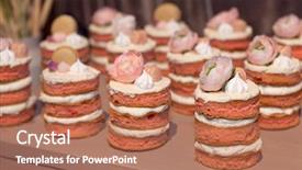  Presentation with junk food - Presentation theme featuring food sweets junk food confectionery background and a coral colored foreground