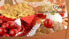  Presentation with easter - Theme with food symbol meditterranean - easter bread background and a yellow colored foreground