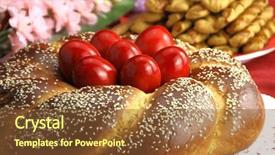  Presentation with eggs egg carton egg box - PPT layouts having food symbol meditterranean - easter sweet bread with red background and a tawny brown colored foreground