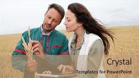  Presentation with agronomist - Beautiful theme featuring food technology - agronomist with farmer looking backdrop and a coral colored foreground