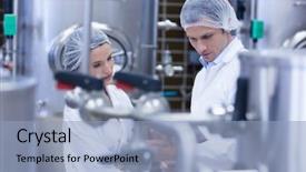  Presentation with food technology - Theme having food technology - biologist team talking and wearing background and a light blue colored foreground