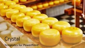  Presentation with diary - Amazing presentation having food technology - cheese wheels on the shelves backdrop and a yellow colored foreground