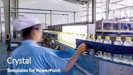  Presentation with technology plant - Colorful presentation design enhanced with food technology - drinks production plant in china backdrop and a ocean colored foreground