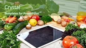  Presentation with food technology - Beautiful presentation theme featuring food technology - tablet computer in the kitchen backdrop and a tawny brown colored foreground