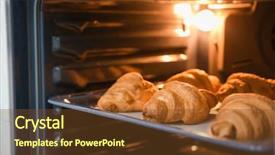  Presentation with baking - Slides featuring food temperature - baking tray with delicious croissants background and a tawny brown colored foreground