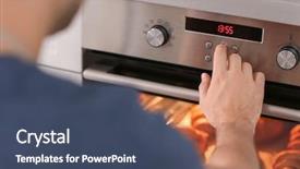  Presentation with electric - Presentation theme consisting of food temperature - man adjusting electric oven background and a ocean colored foreground
