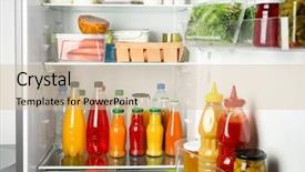  Presentation with modern food - PPT theme consisting of food temperature - many different fresh products background and a soft green colored foreground