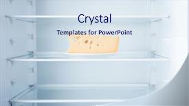  Presentation with refrigerator - Presentation theme featuring food temperature - piece of cheese in empty background and a sky blue colored foreground