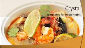  Presentation with thai food dishes - PPT layouts featuring food thailand - thai dishes - tom yam background and a coral colored foreground