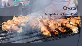  Presentation with thailand food - Theme with food thailand - traditional thai style grilled meat background and a  colored foreground