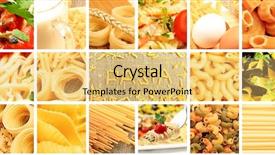  Presentation with pasta - PPT theme featuring food theme conceptual collage background and a yellow colored foreground