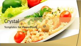  Presentation with shrimps - PPT layouts featuring food theme pasta with shrimps background and a  colored foreground