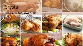  Presentation with cooking templeat - Amazing slides having food thermometer - collage of cooking delicious turkey backdrop and a coral colored foreground