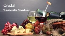  Presentation with wine cheese - Theme having food thermometer - composition with wine blue cheese background and a gray colored foreground