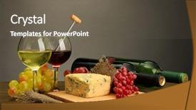  Presentation with blue cheese - PPT theme enhanced with food thermometer - composition with wine blue cheese background and a  colored foreground