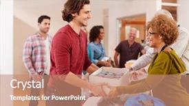  Presentation with food bank - Beautiful slide set featuring food to charity food bank backdrop and a coral colored foreground