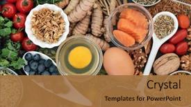  Presentation with fatty acids - PPT layouts enhanced with food to promote brain power background and a coral colored foreground